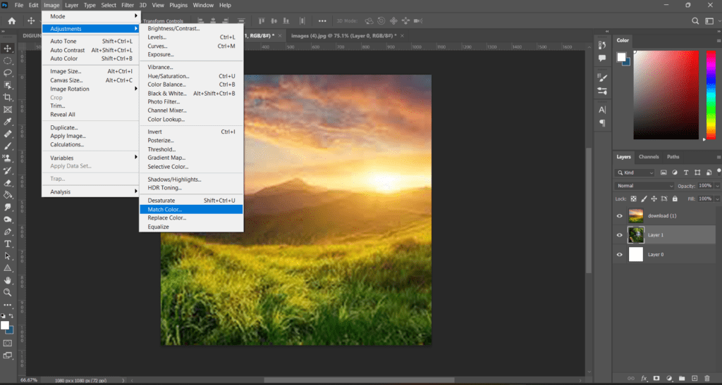 how to match colors in Photoshop